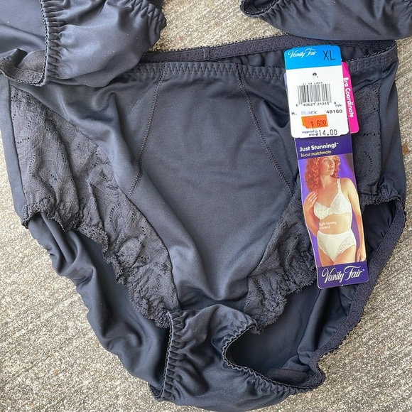 Vintage Vanity Fair Womens Nylon Panties Underwear NWT Black Just Stunning XL - Picture 2 of 12